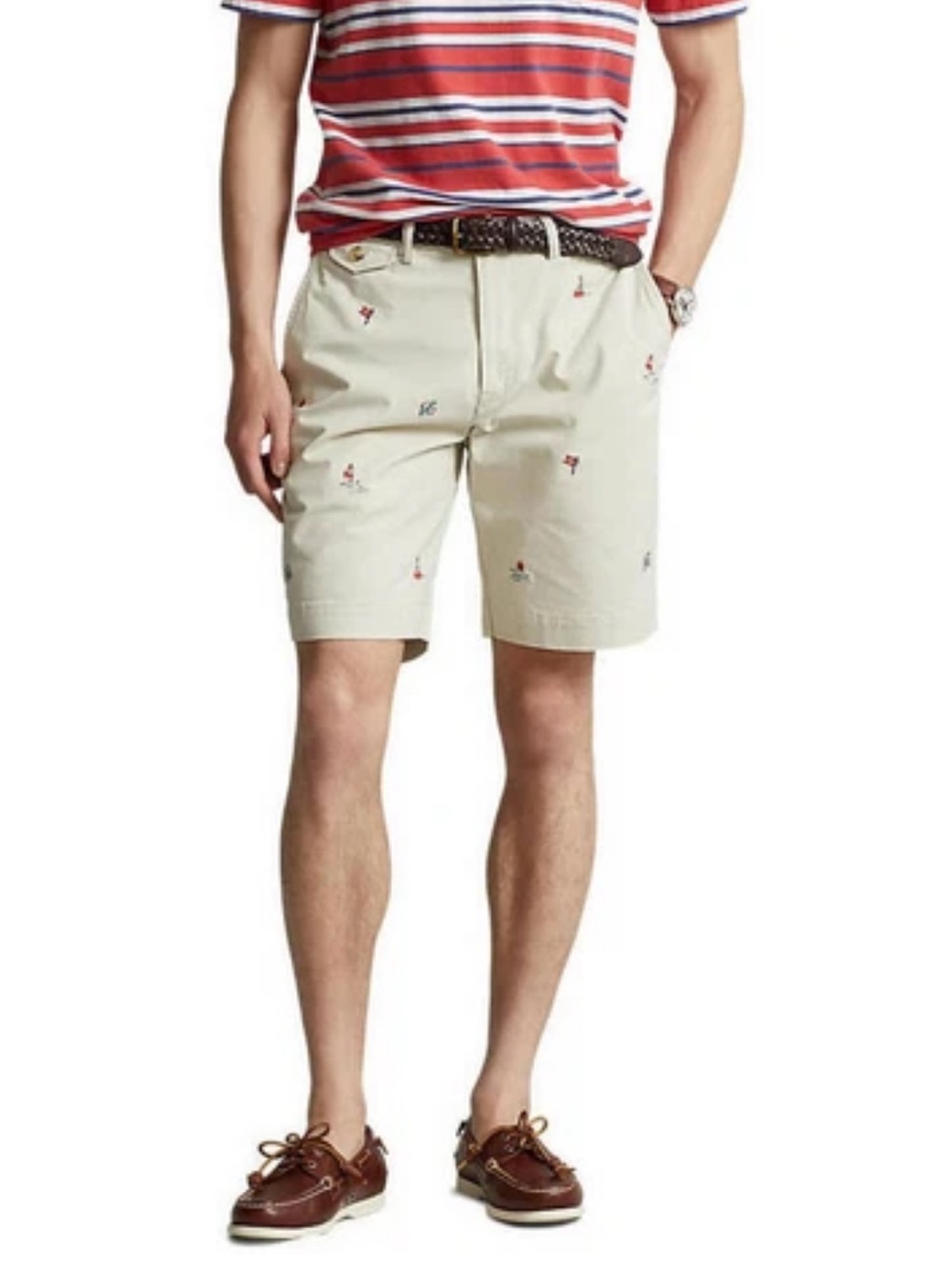 Polo Ralph Lauren Nautical Embroidered Sail Boat Buoy Sailing Flag Anchor Shorts